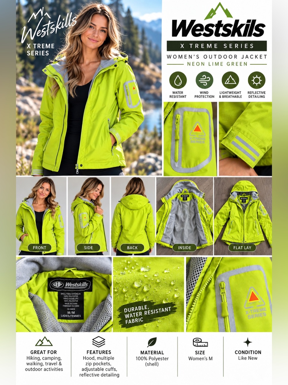 Westskills X Treme Series Women’s Jacket Neon Lime Green M